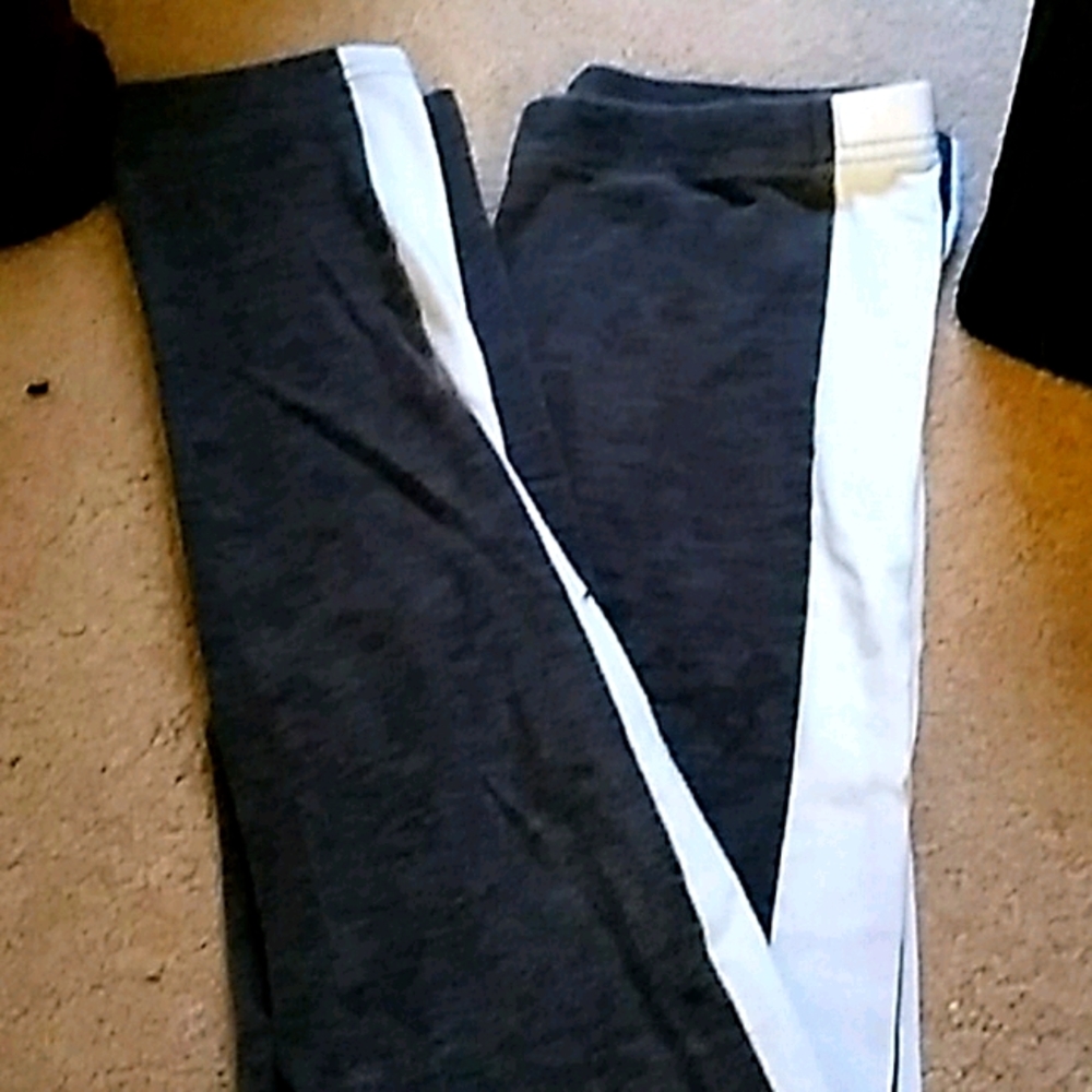Gray and white leggings